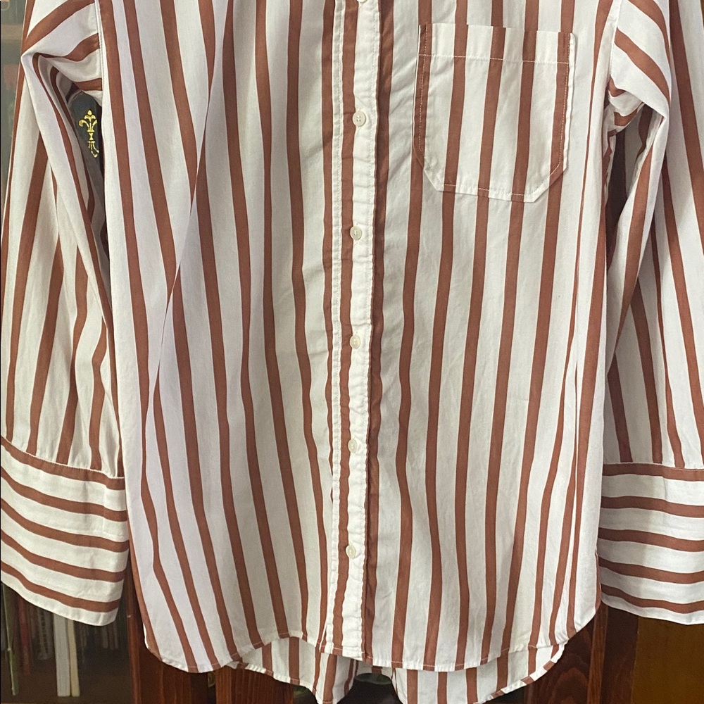 Bilma Shirt by Sézane in the "Camel Stripes" Colorway Size 32 About Medium - Picture 5 of 16